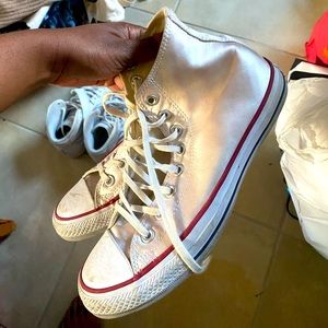 White converse high tops - satin